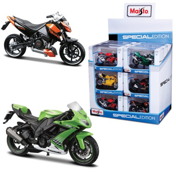 1:18 MOTORBIKE SORTERAT 18ST DISPLAY