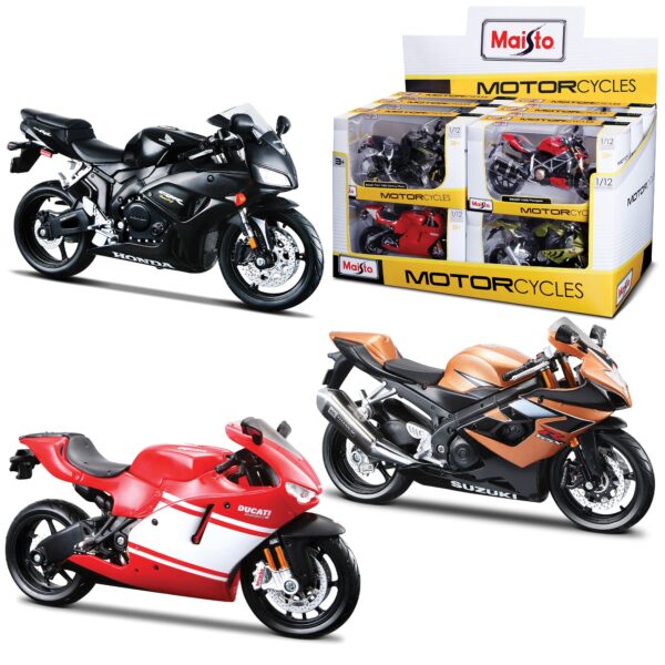 1:12 MOTORBIKE SORTERAT 12ST DISPLAY